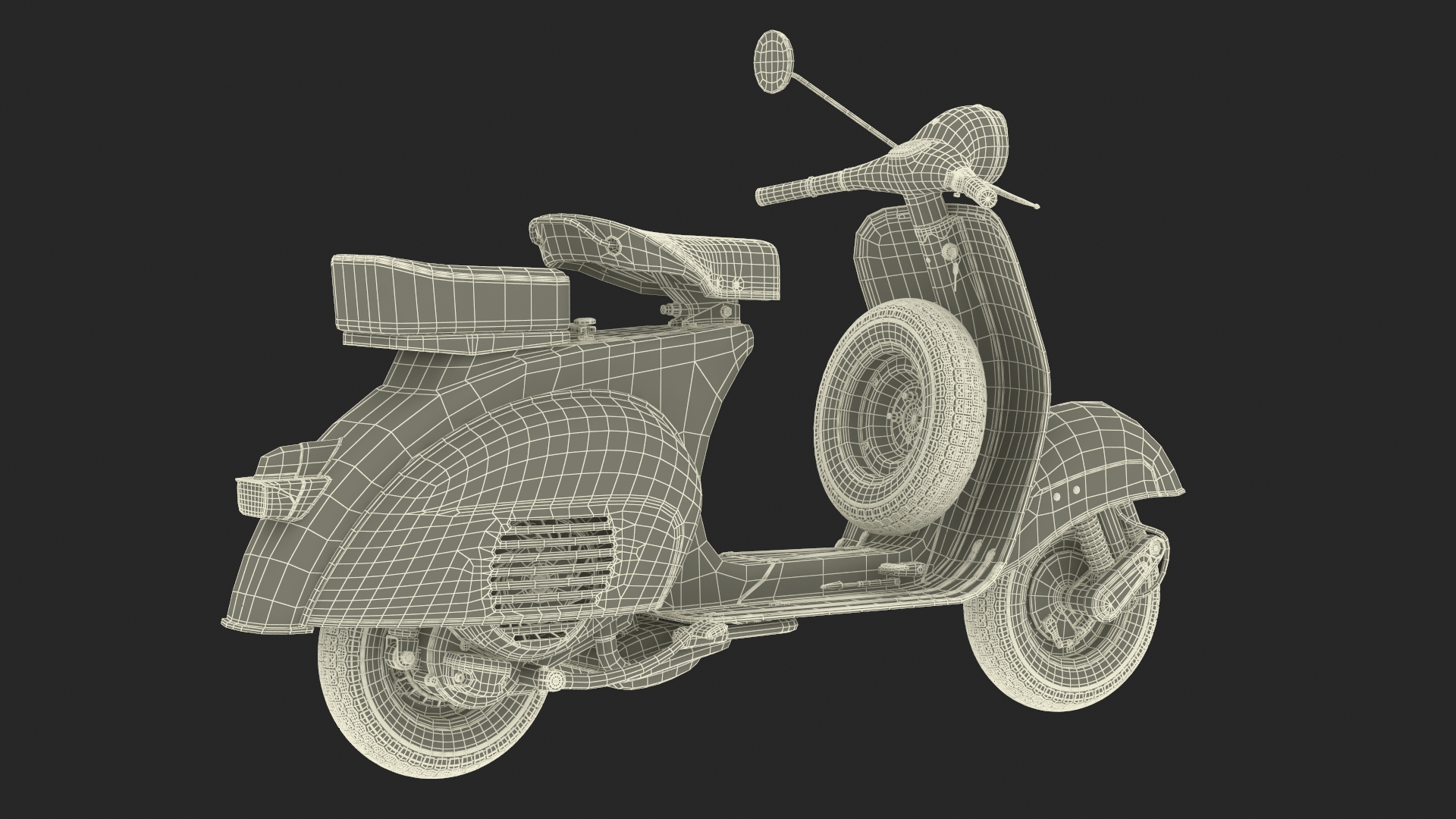 3D Woman Riding Vespa 125 Retro Scooter