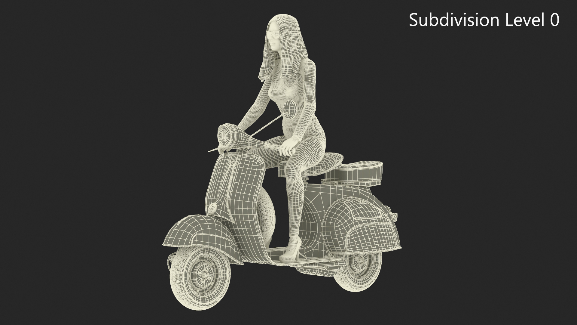 3D Woman Riding Vespa 125 Retro Scooter
