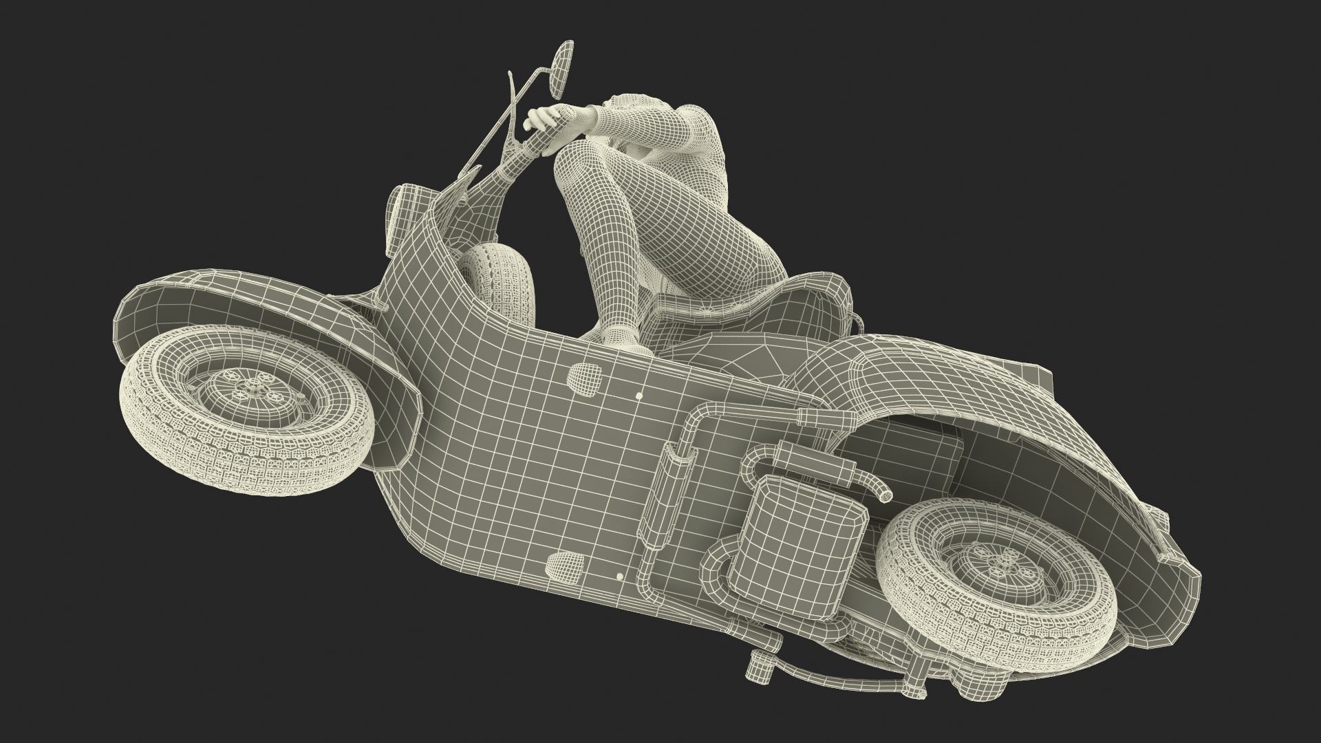 3D Woman Riding Vespa 125 Retro Scooter