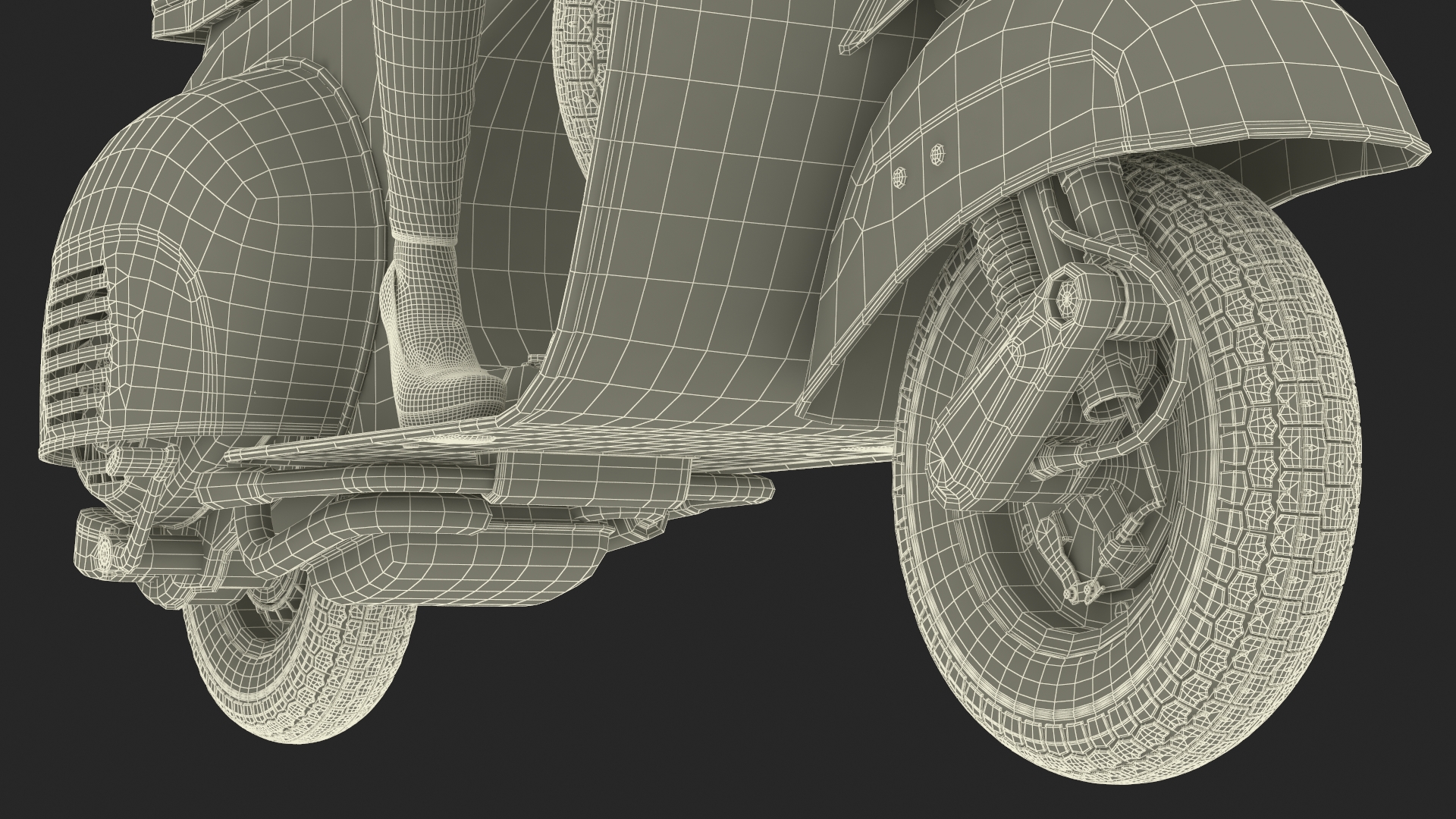 3D Woman Riding Vespa 125 Retro Scooter