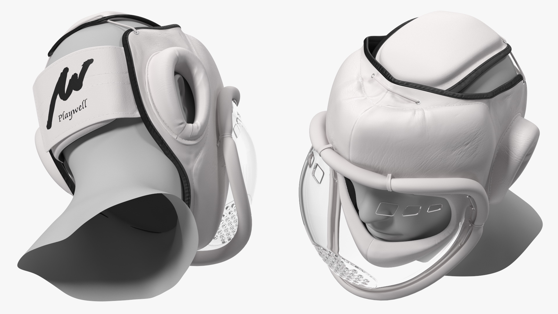 3D Kudo Head Guard Playwell White on Mannequin model