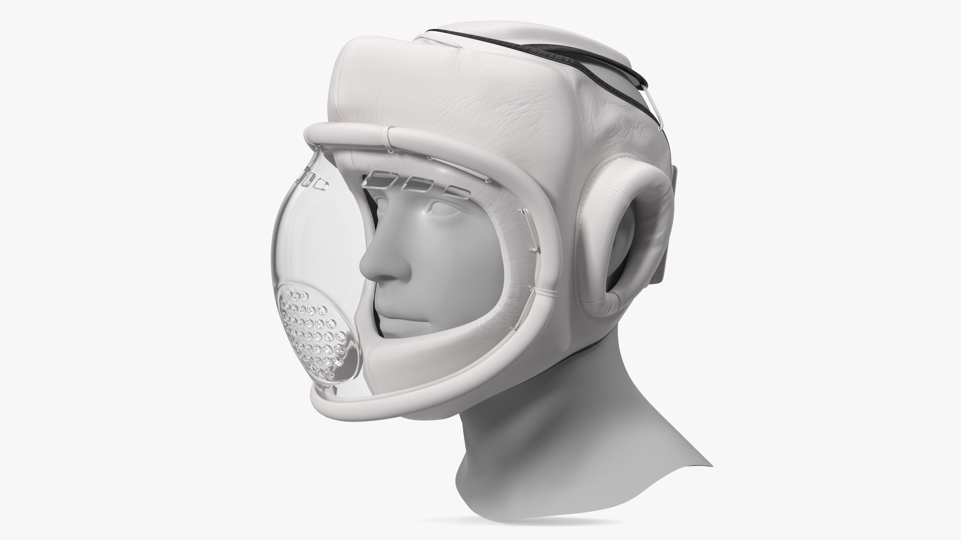 3D Kudo Head Guard Playwell White on Mannequin model