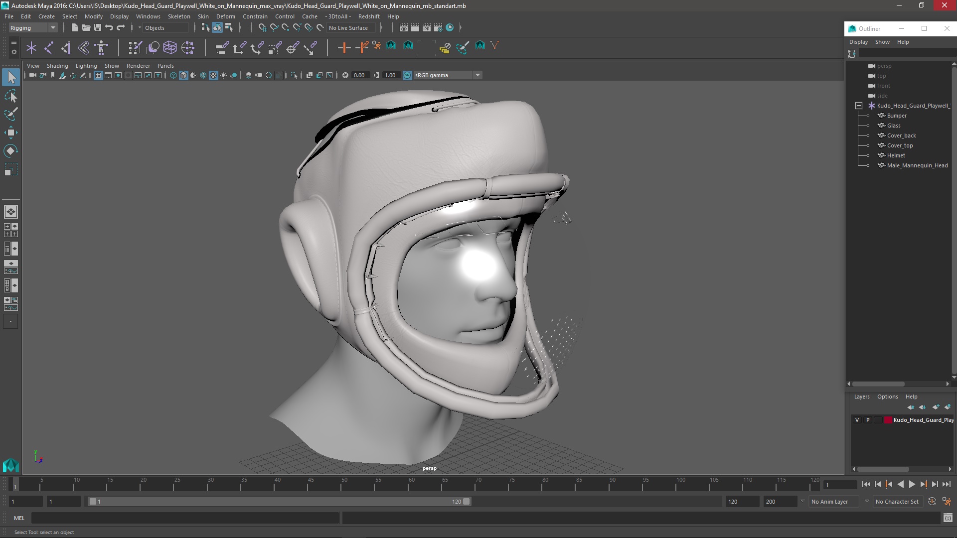 3D Kudo Head Guard Playwell White on Mannequin model