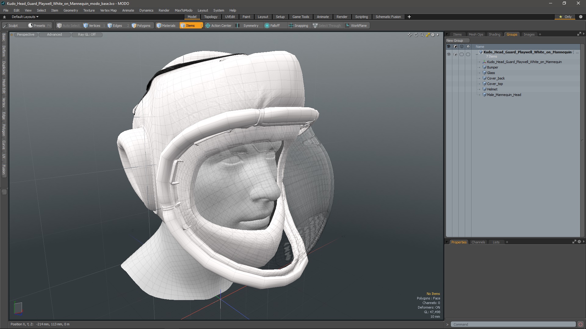 3D Kudo Head Guard Playwell White on Mannequin model