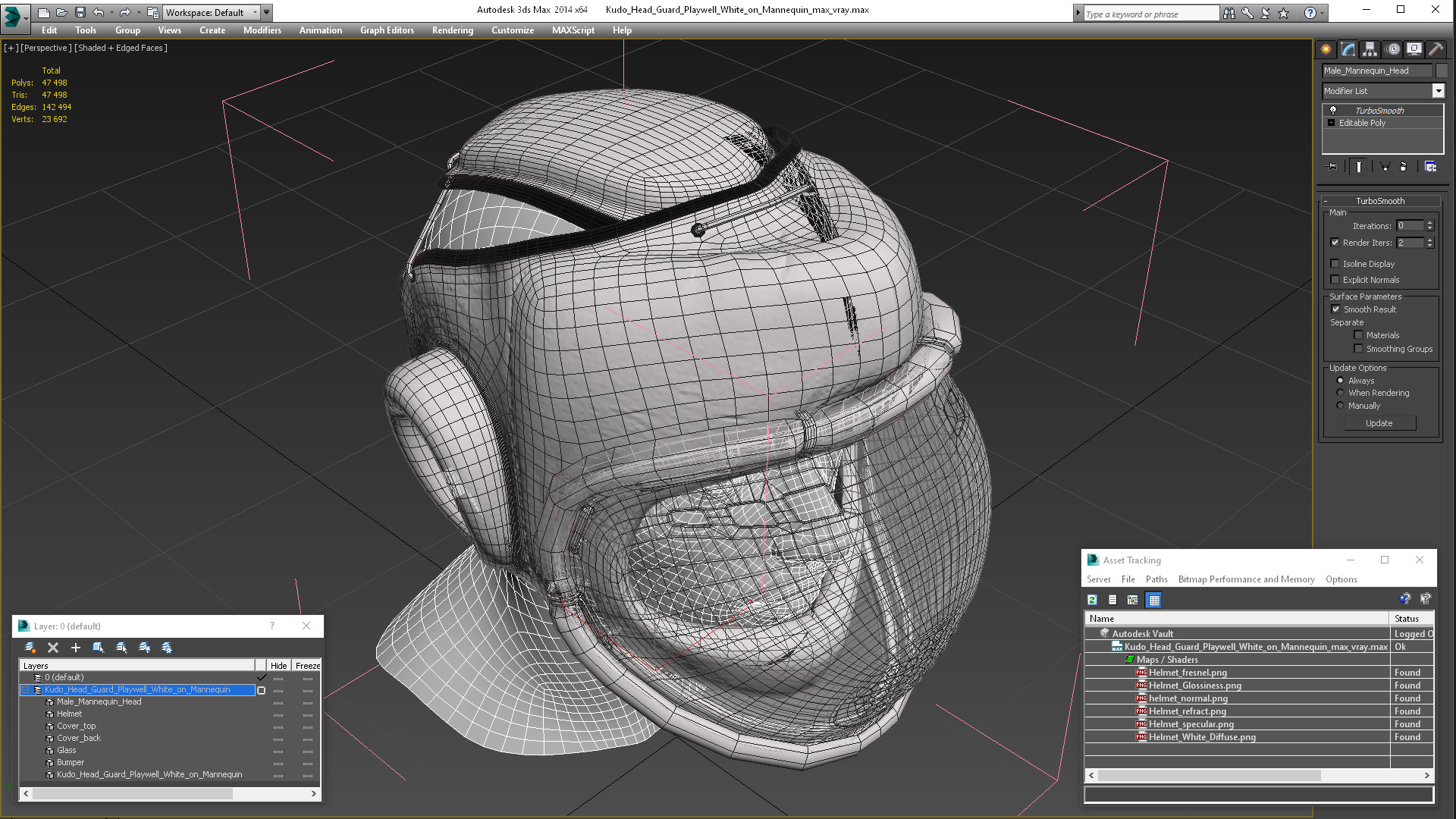 3D Kudo Head Guard Playwell White on Mannequin model