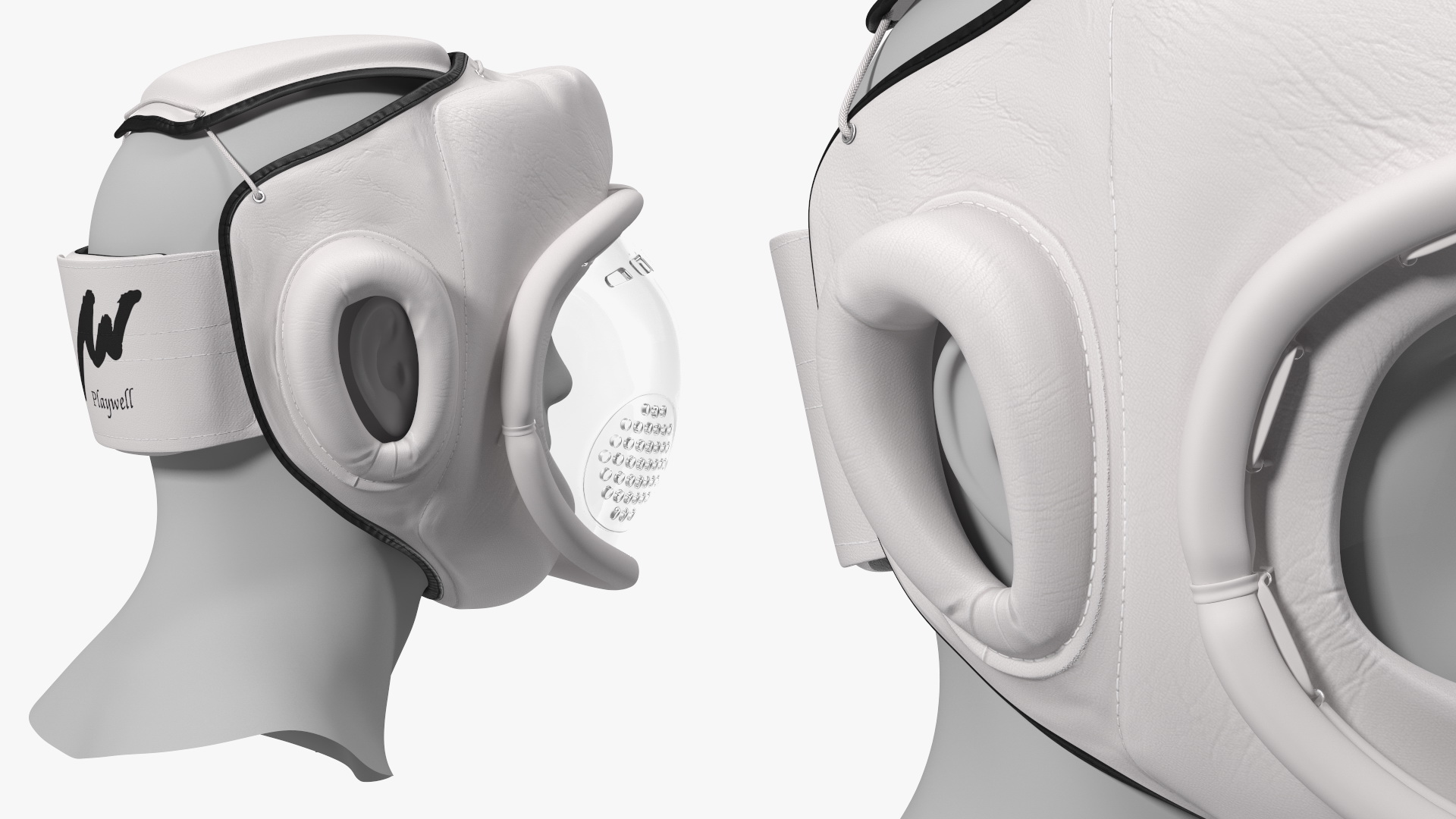 3D Kudo Head Guard Playwell White on Mannequin model
