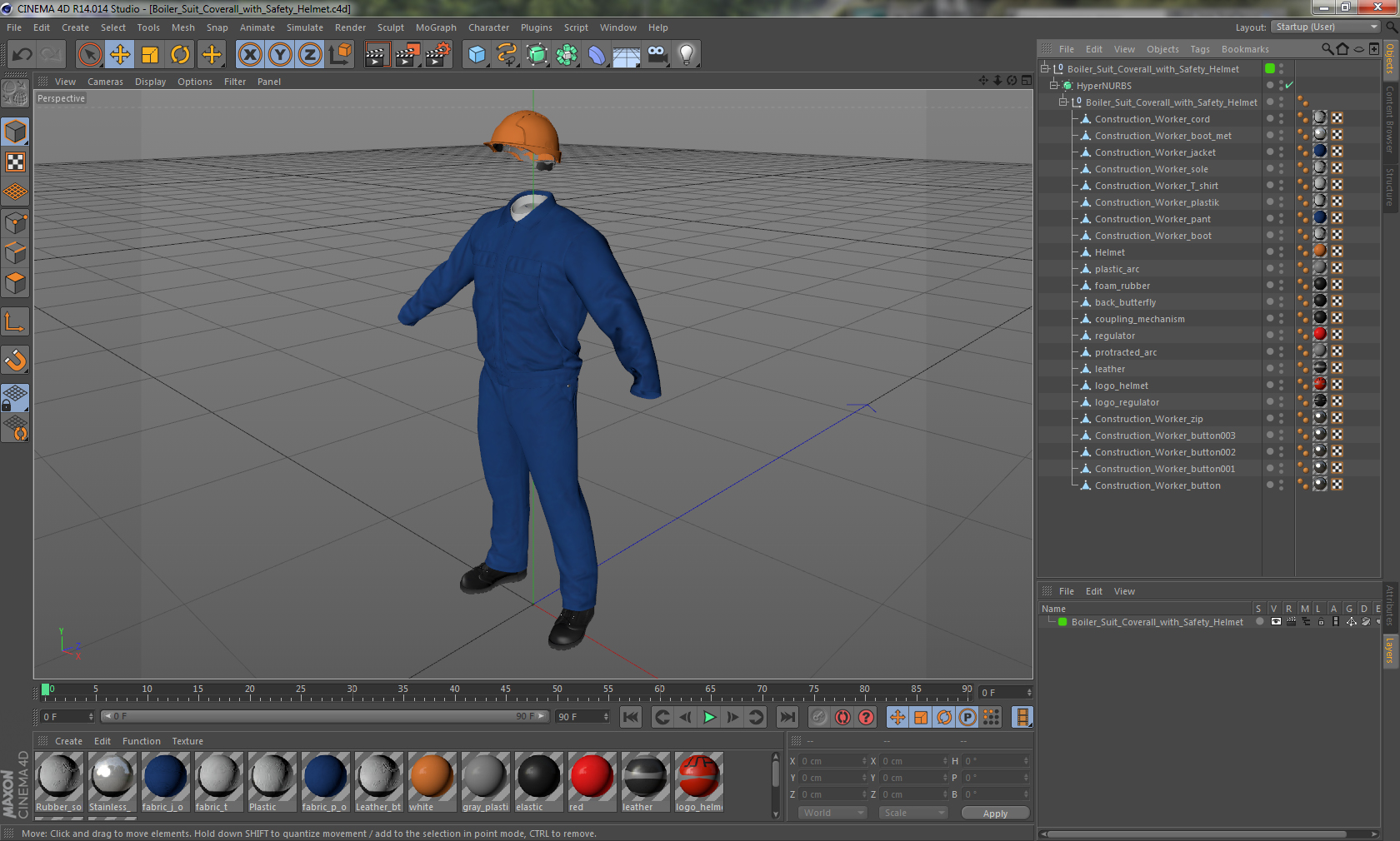 Boiler Suit Coverall with Safety Helmet 3D model