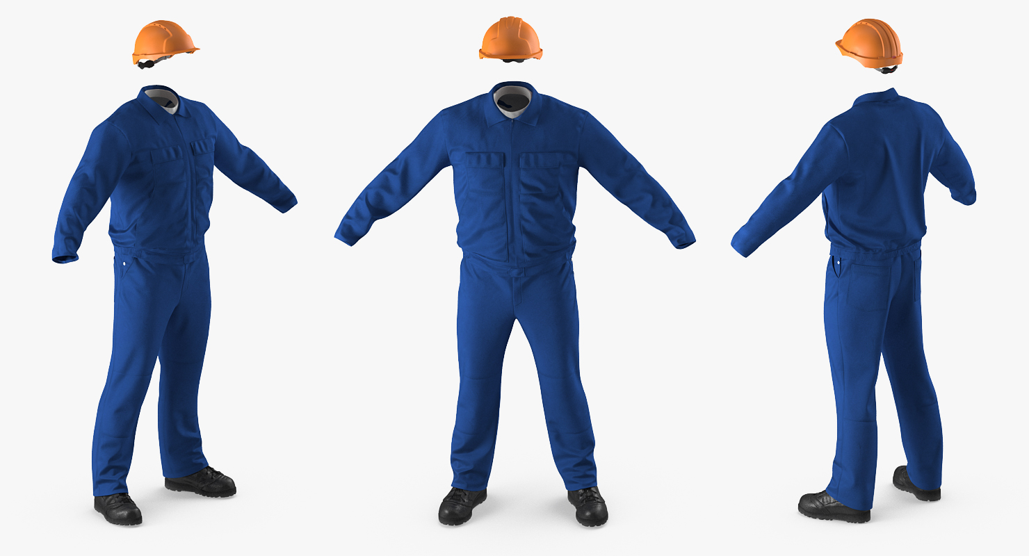 Boiler Suit Coverall with Safety Helmet 3D model