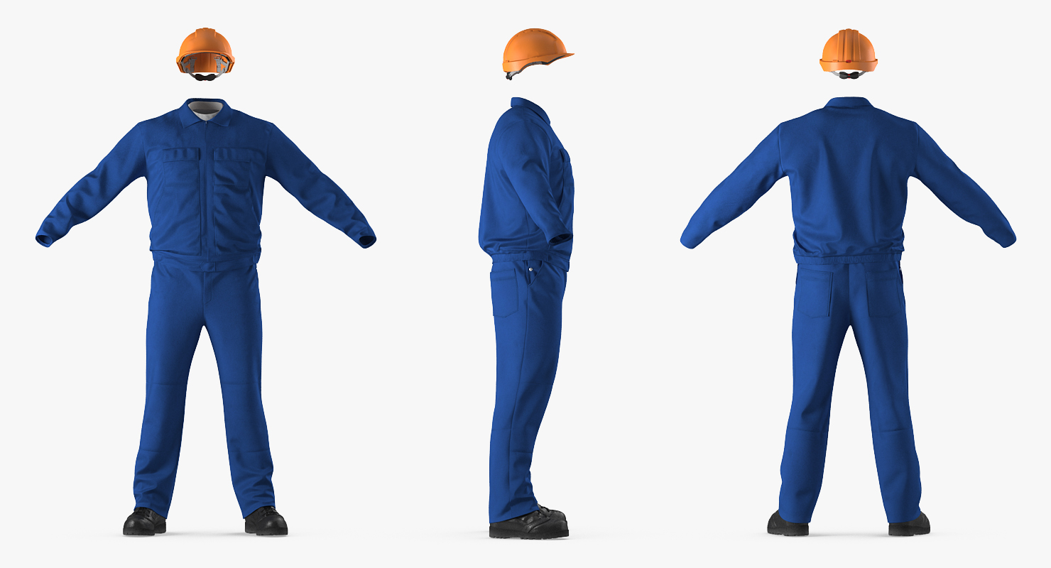 Boiler Suit Coverall with Safety Helmet 3D model