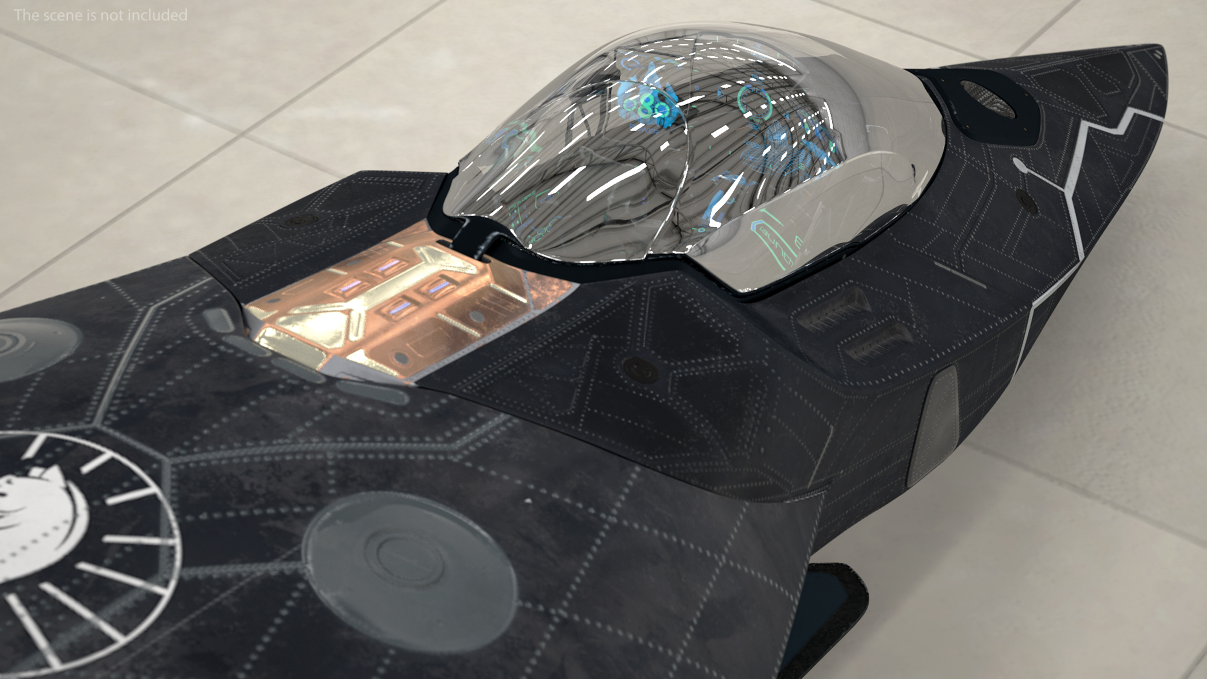 3D Sci Fi Fighter Jet Black Rigged