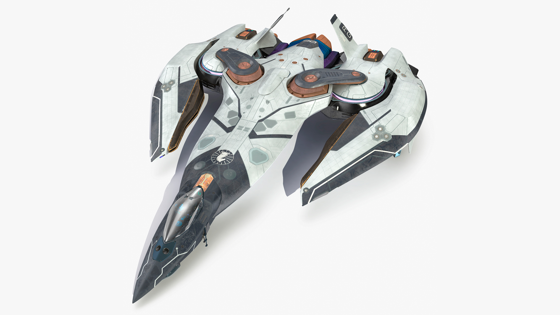 3D Sci Fi Fighter Jet Black Rigged