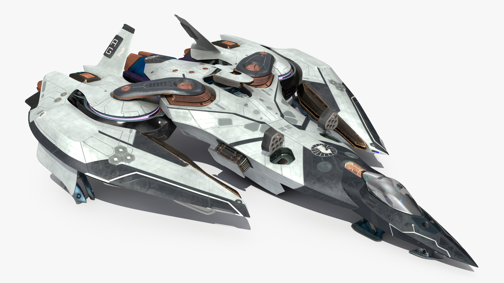 3D Sci Fi Fighter Jet Black Rigged