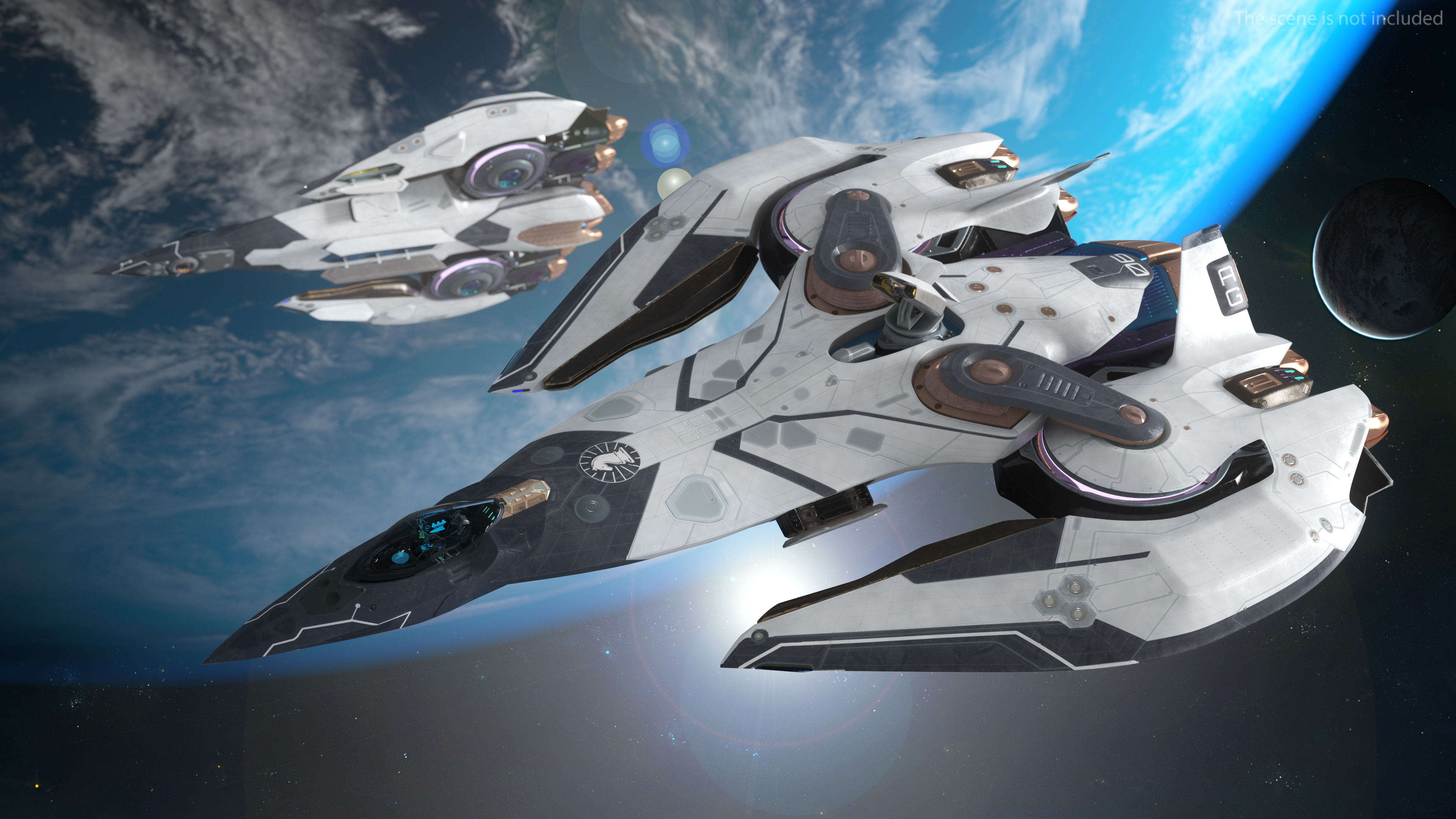 3D Sci Fi Fighter Jet Black Rigged