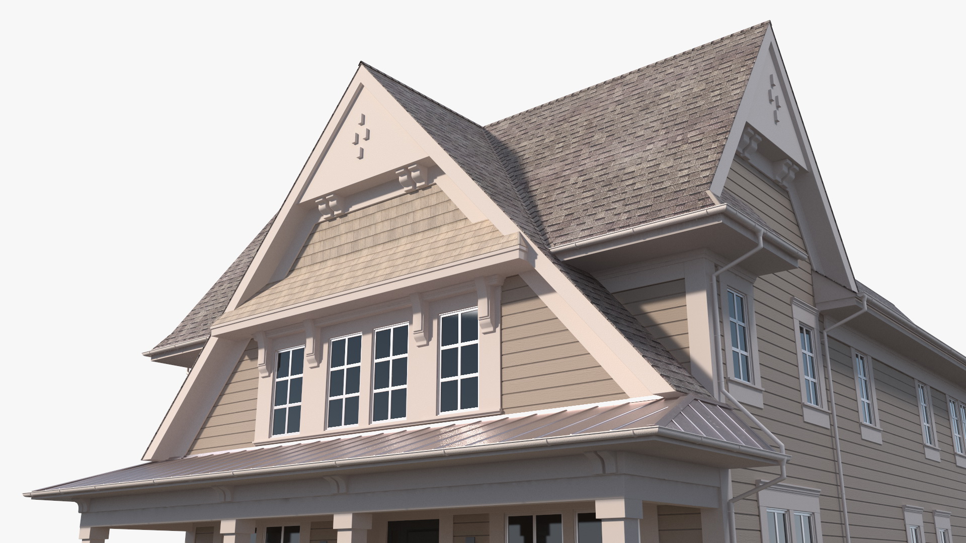 3D Large American House with Garage Beige model