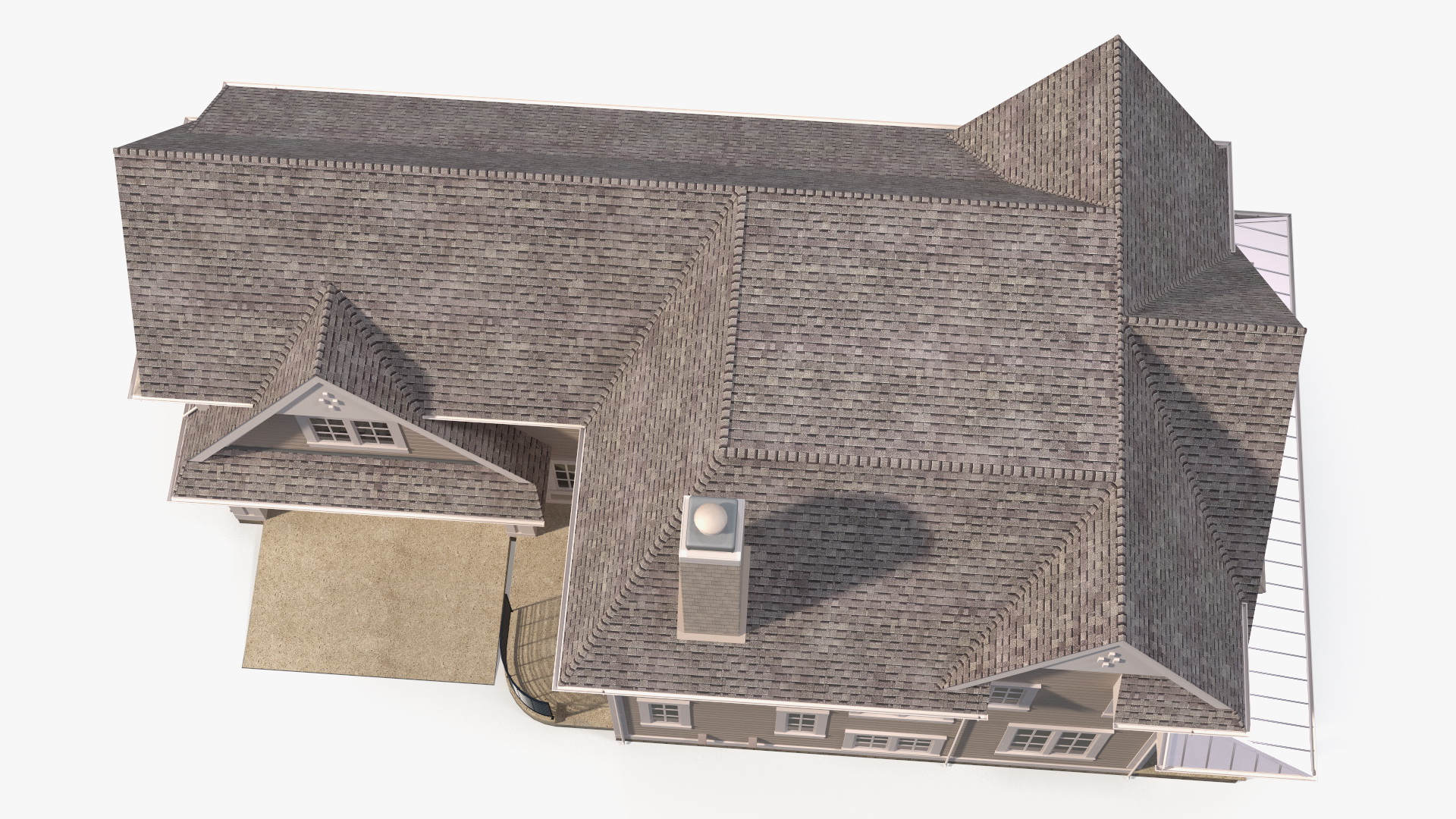 3D Large American House with Garage Beige model