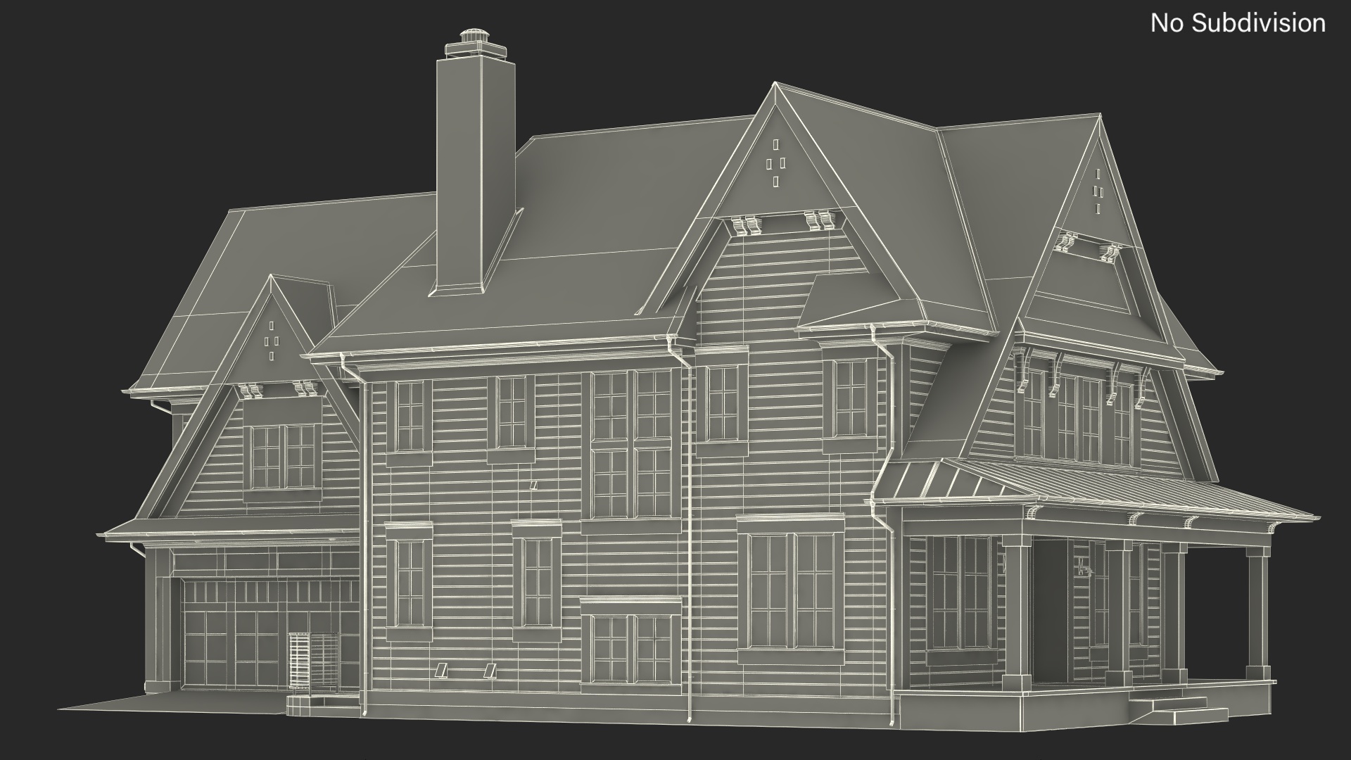 3D Large American House with Garage Beige model