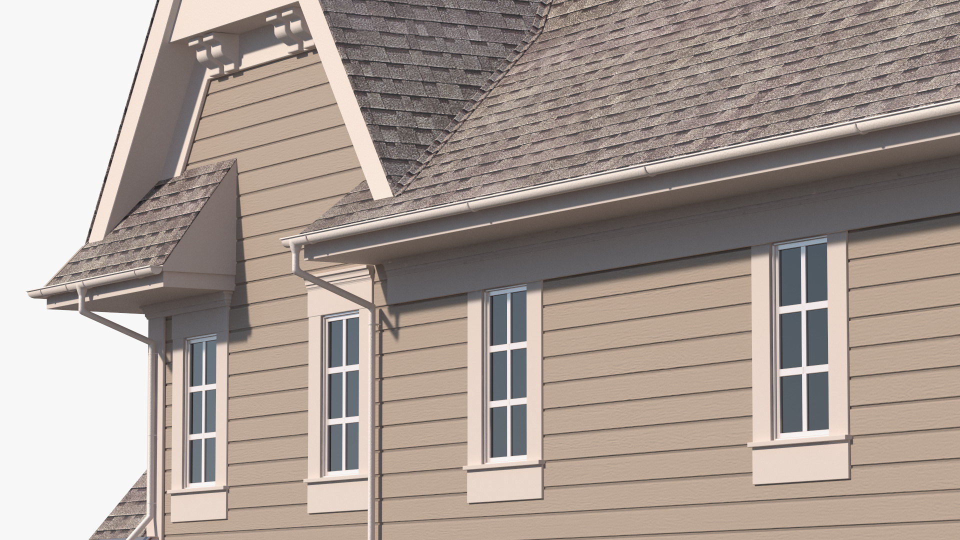 3D Large American House with Garage Beige model