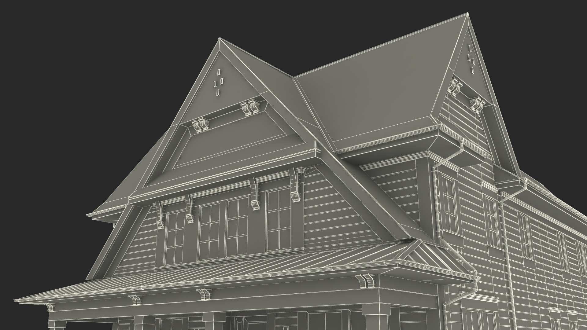 3D Large American House with Garage Beige model