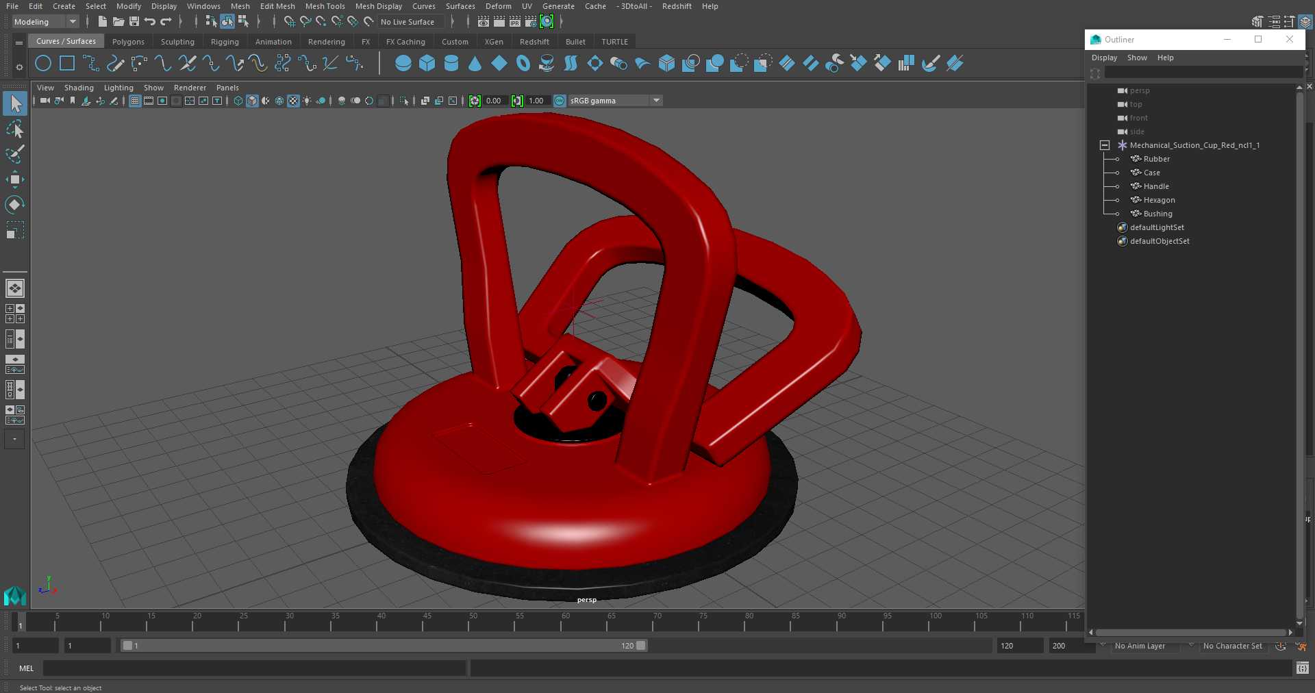 3D Mechanical Suction Cup Red