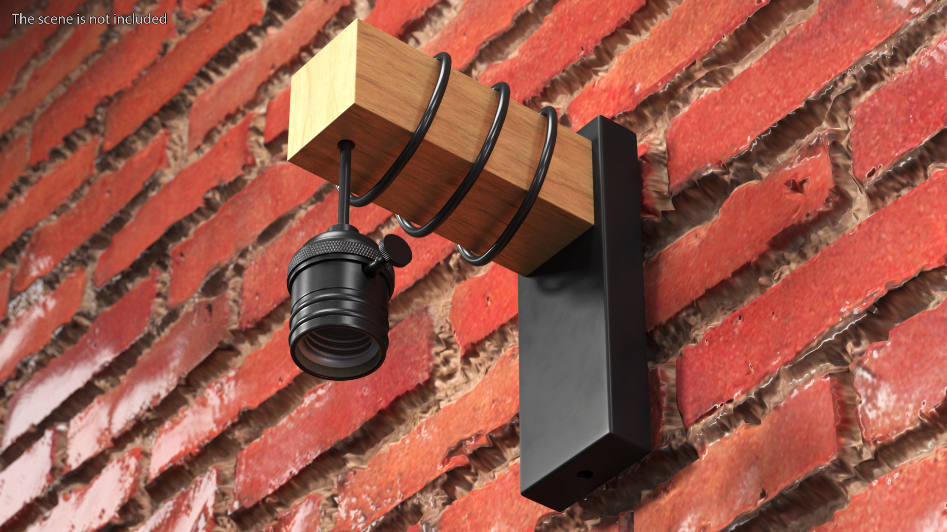 Vintage Lampbulb Socket Wall Lamp Black 3D model