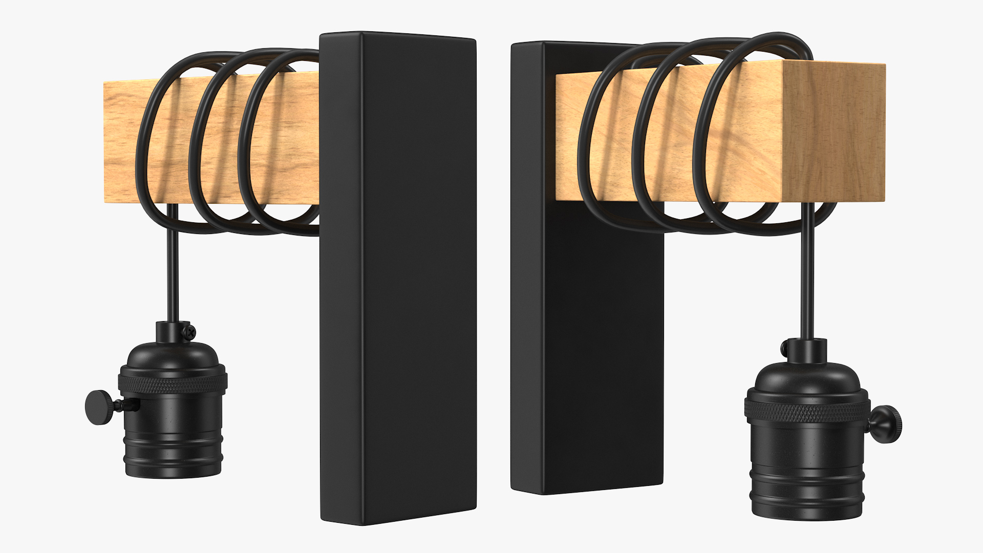 Vintage Lampbulb Socket Wall Lamp Black 3D model