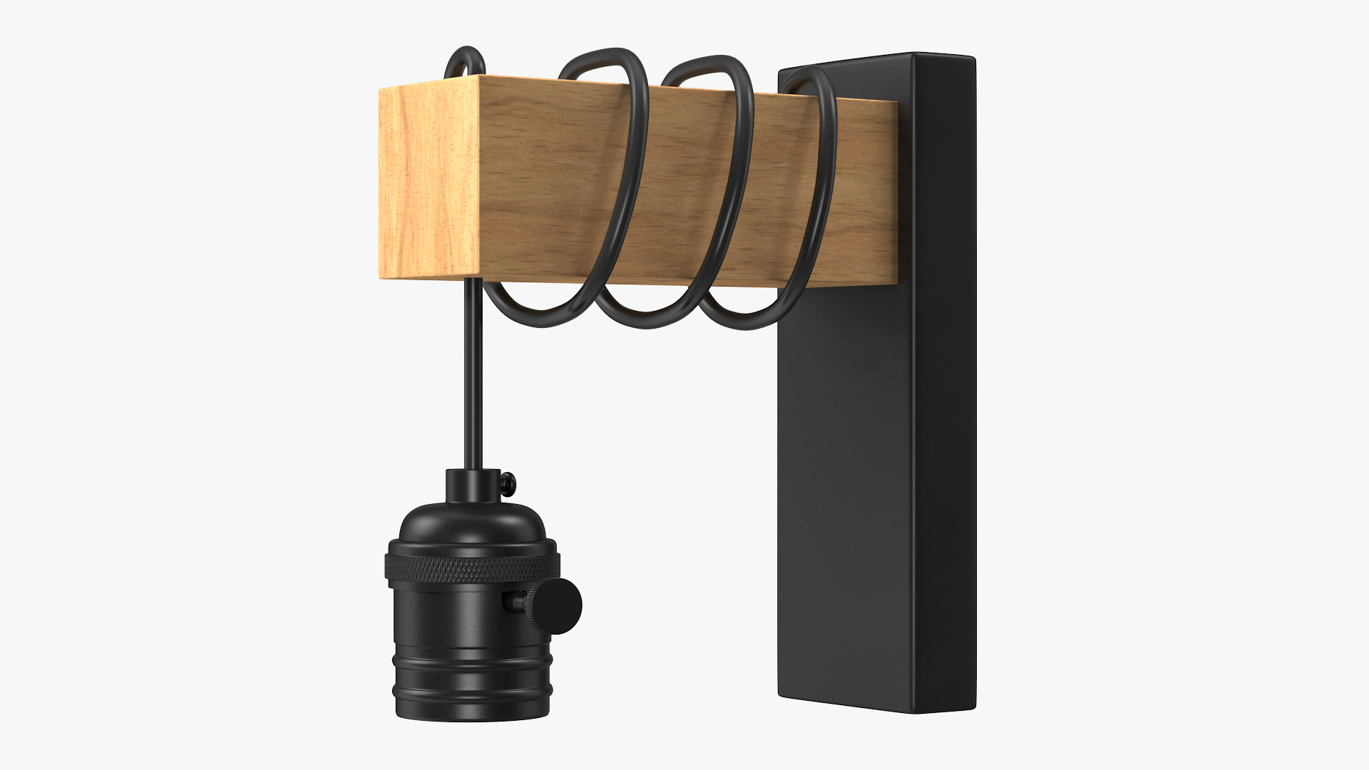 Vintage Lampbulb Socket Wall Lamp Black 3D model
