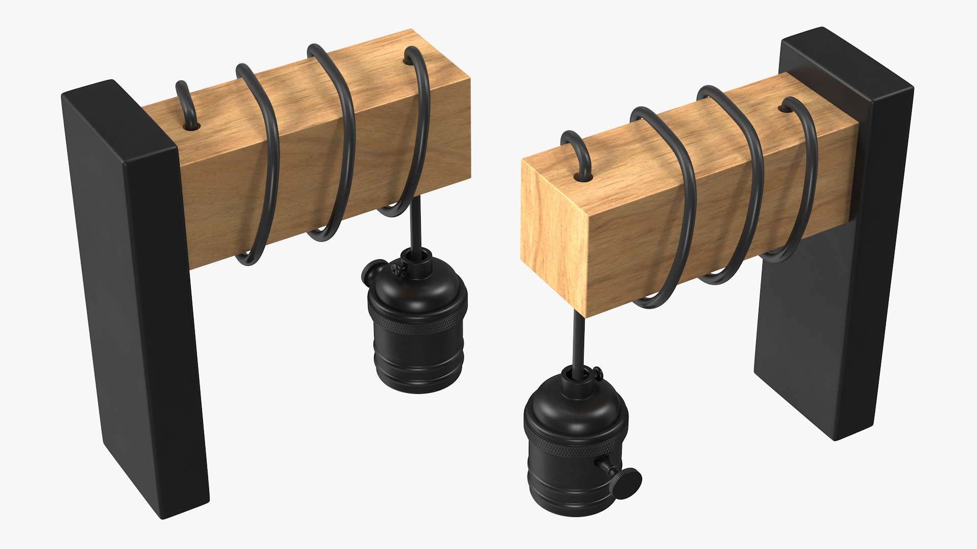 Vintage Lampbulb Socket Wall Lamp Black 3D model