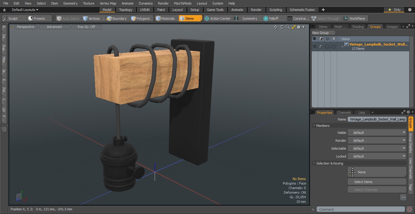 Vintage Lampbulb Socket Wall Lamp Black 3D model