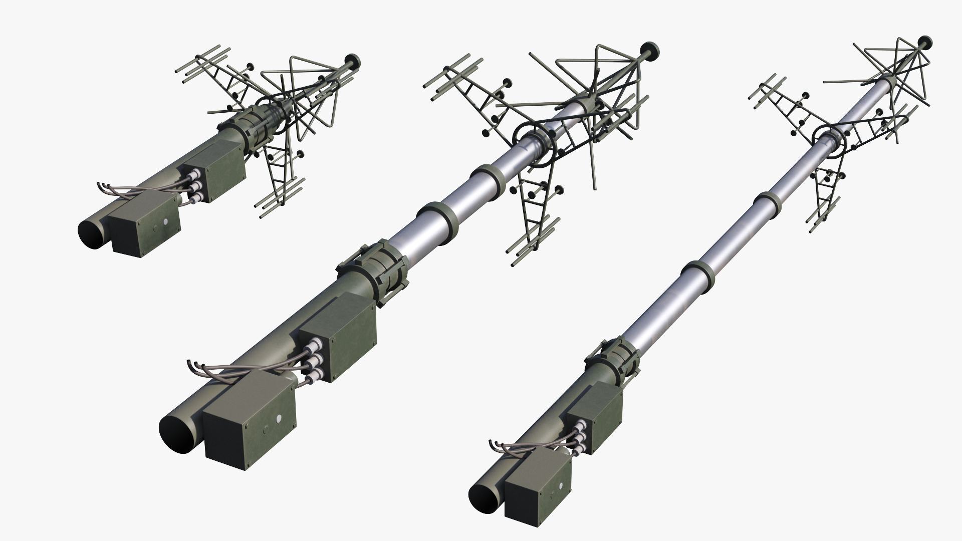 3D model Telescopic Antenna Mast Rigged