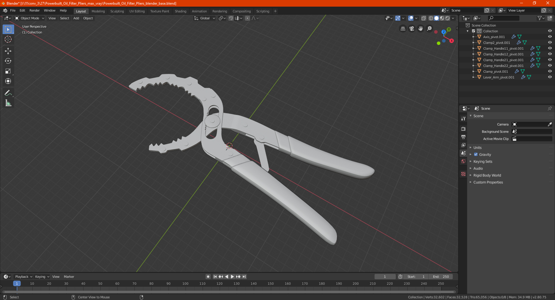 3D Powerbuilt Oil Filter Pliers model