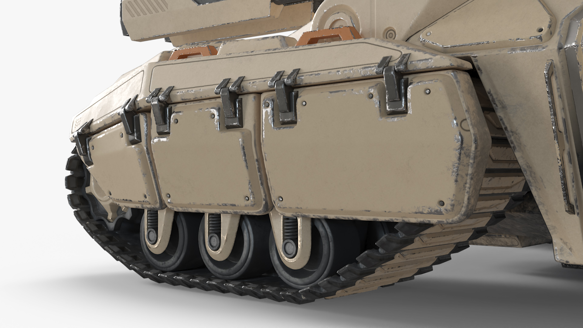 3D Sci Fi Artillery Battle Tank Sand Color Rigged