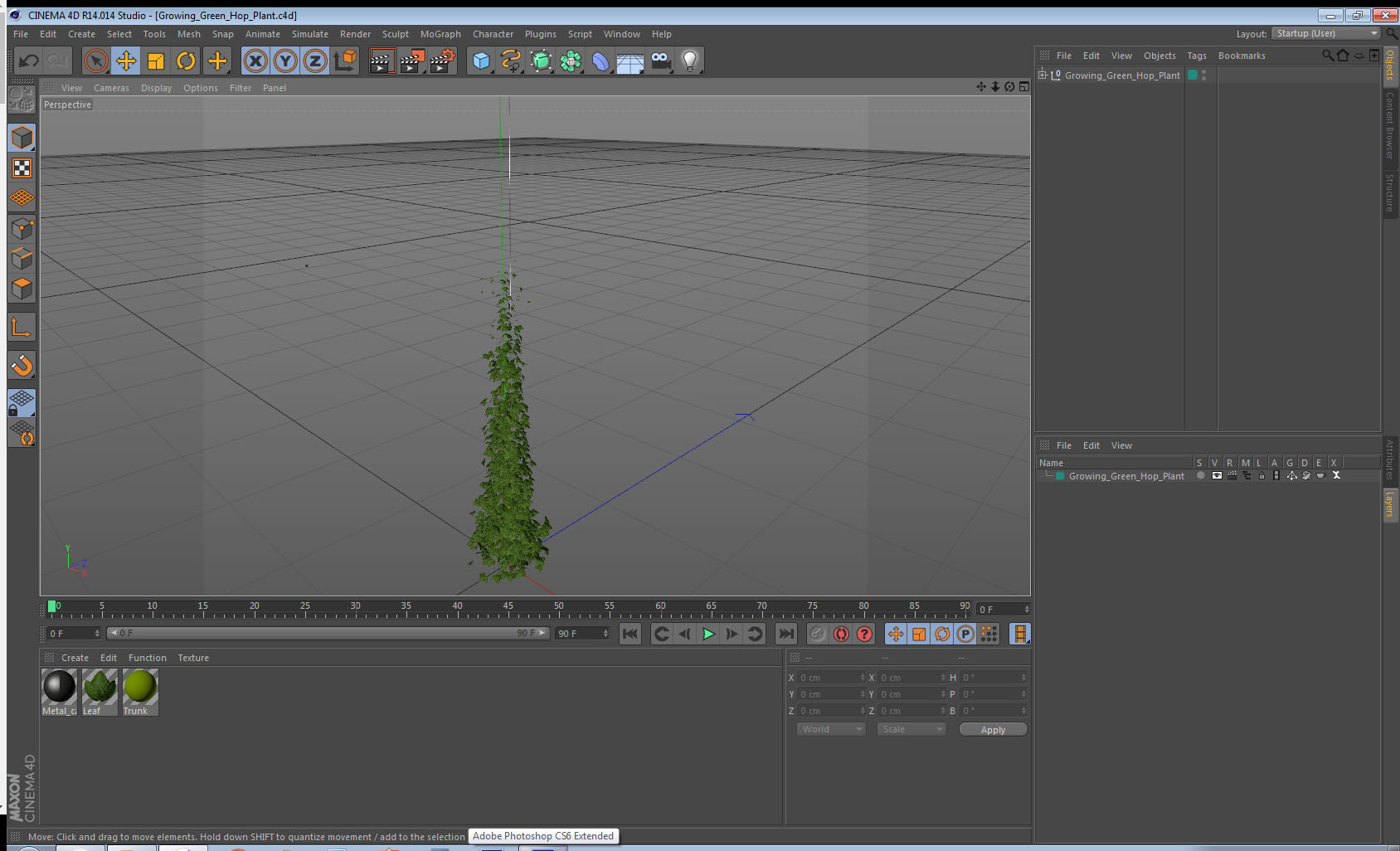 3D Growing Green Hop Plant model