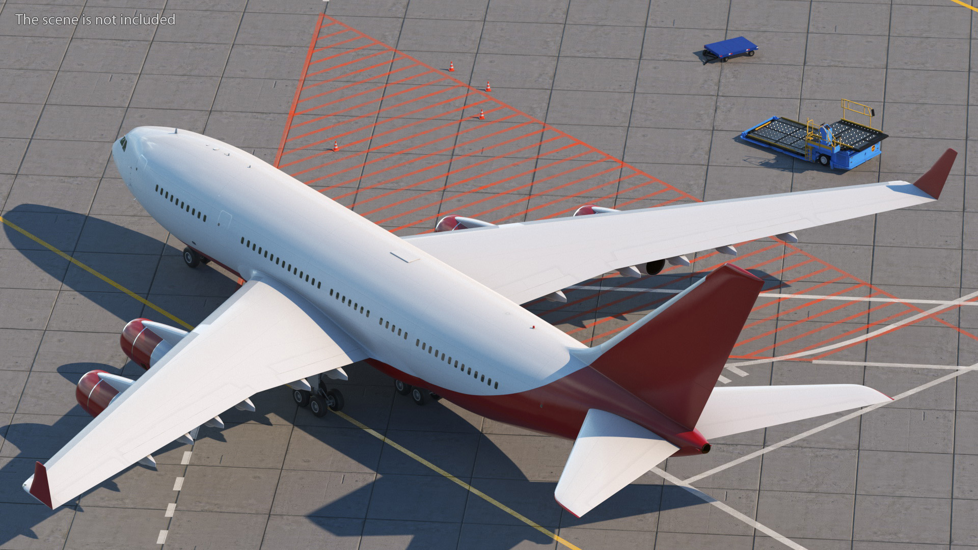 3D model Long Range Aeroplane Red Simple Interior