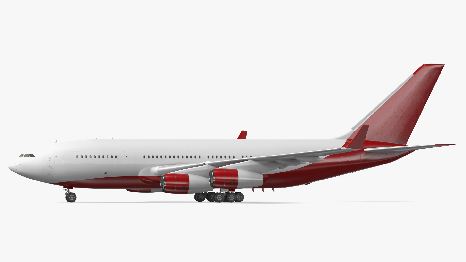3D model Long Range Aeroplane Red Simple Interior