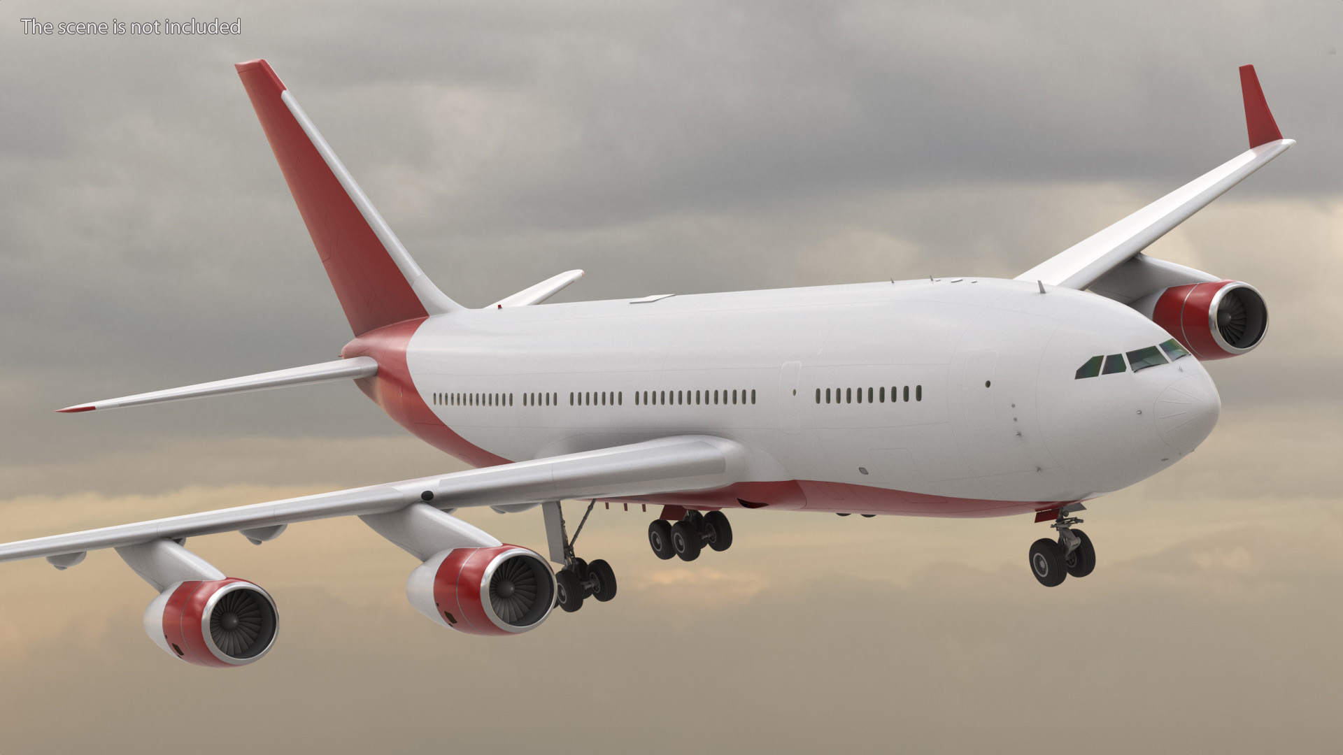 3D model Long Range Aeroplane Red Simple Interior