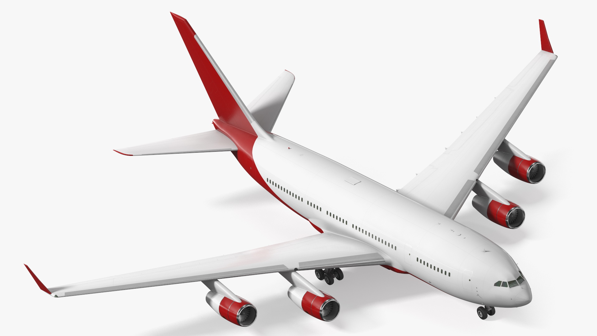 3D model Long Range Aeroplane Red Simple Interior