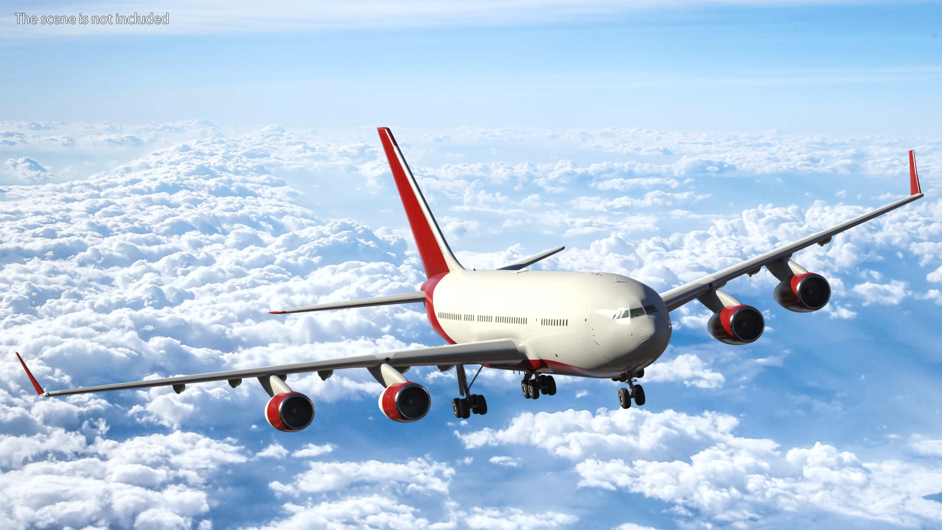 3D model Long Range Aeroplane Red Simple Interior