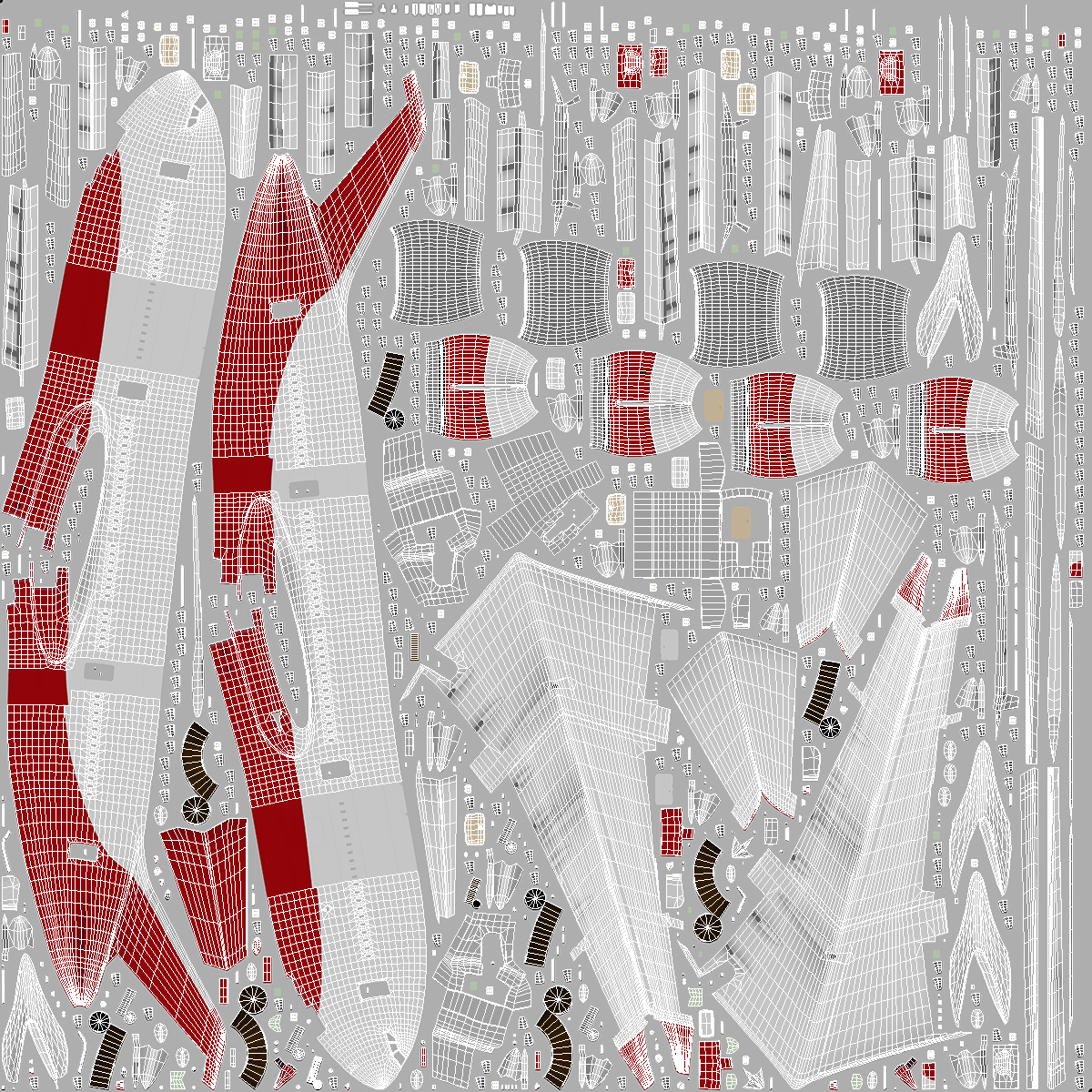 3D model Long Range Aeroplane Red Simple Interior