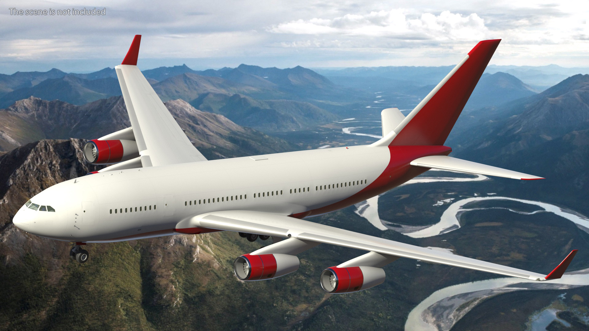 3D model Long Range Aeroplane Red Simple Interior