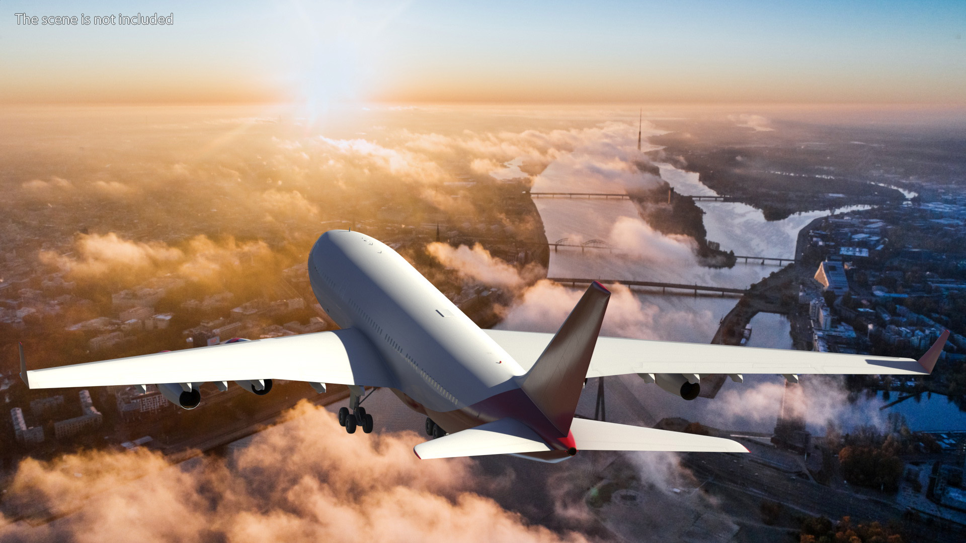 3D model Long Range Aeroplane Red Simple Interior