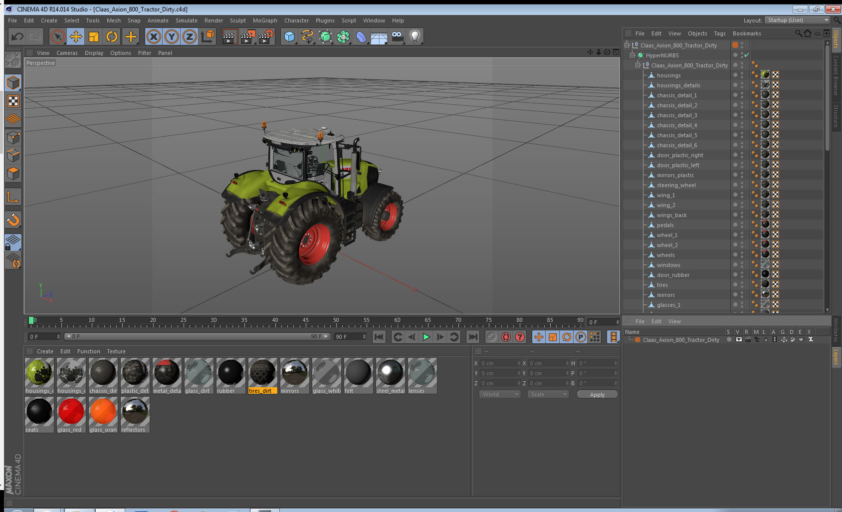 Claas Axion 800 Tractor Dirty 3D model