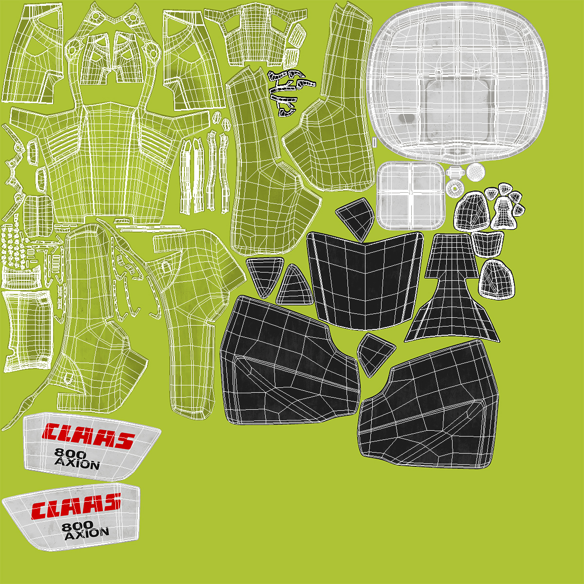 Claas Axion 800 Tractor Dirty 3D model