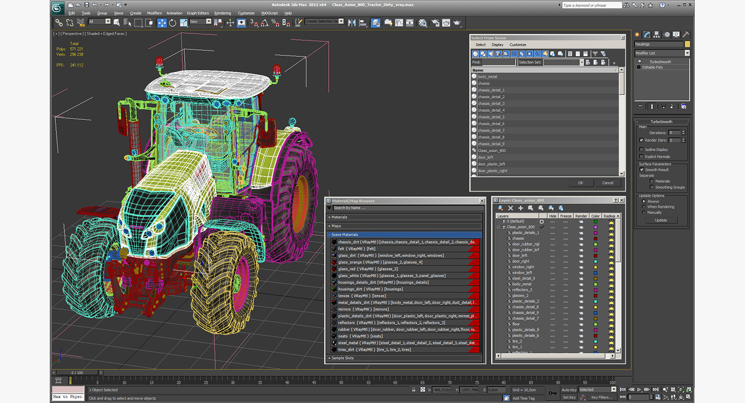Claas Axion 800 Tractor Dirty 3D model