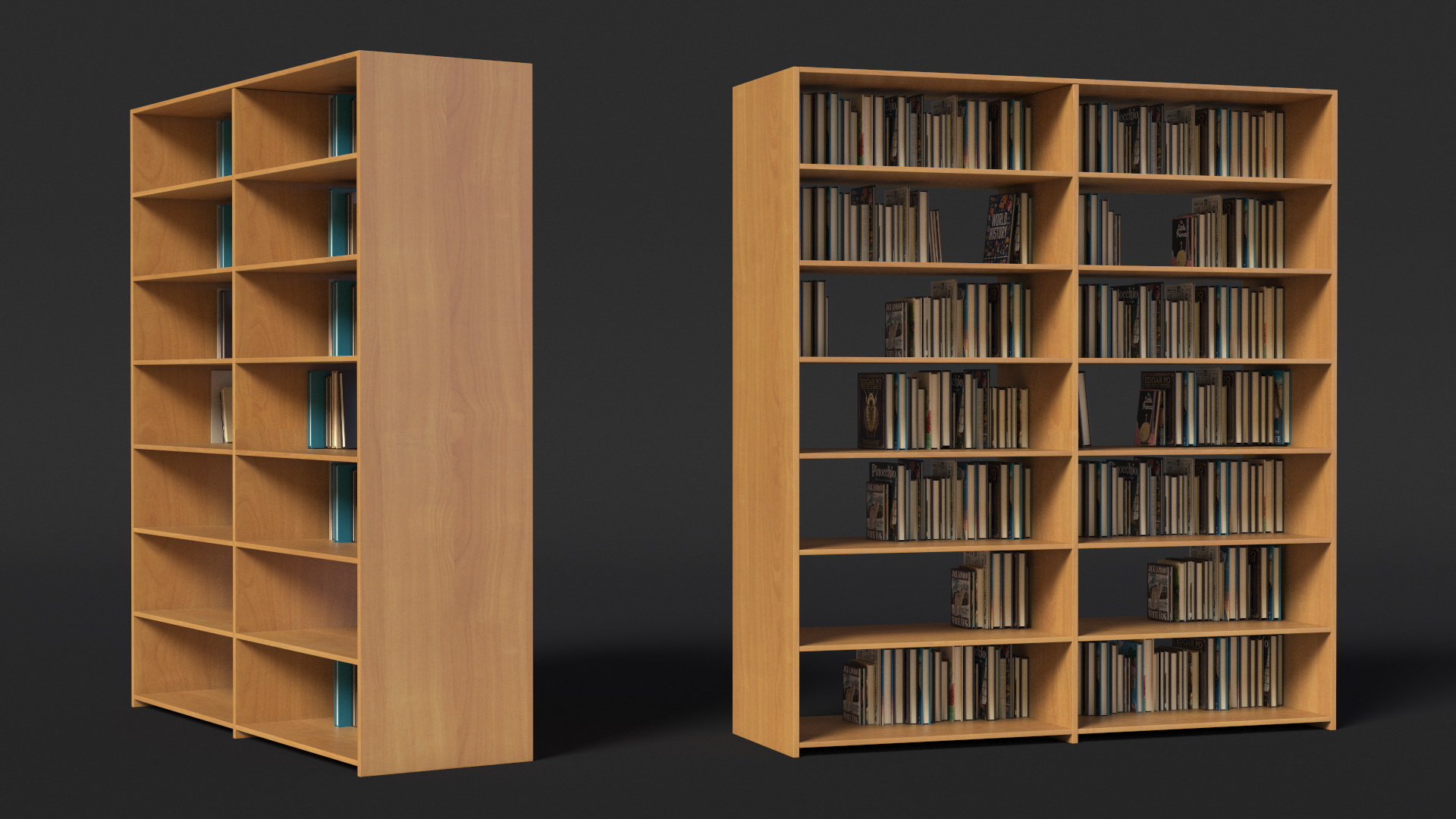 Bookcase with Books 3D model