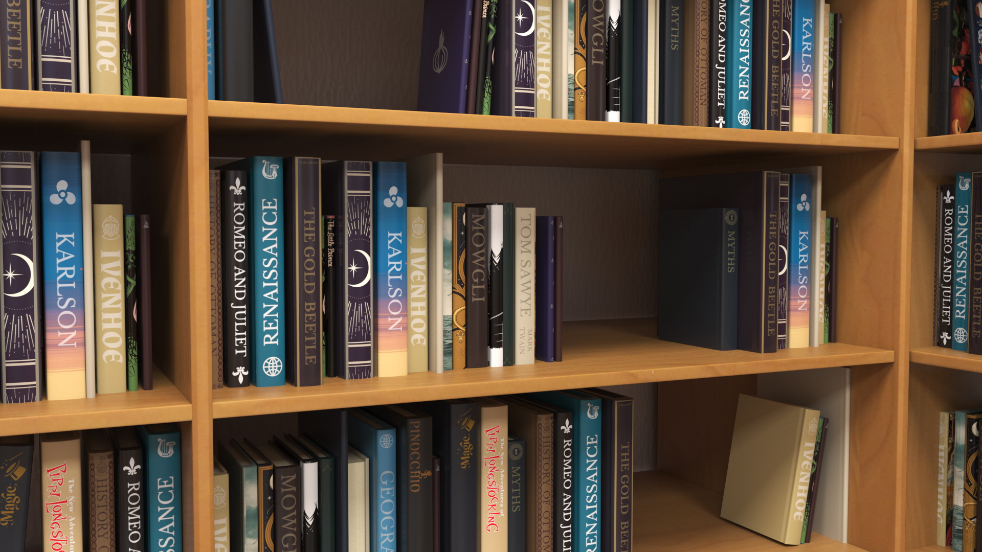 Bookcase with Books 3D model