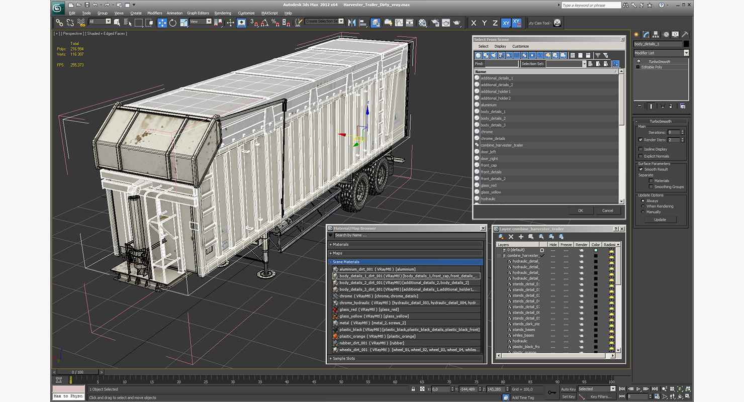 3D Harvester Trailer Dirty model