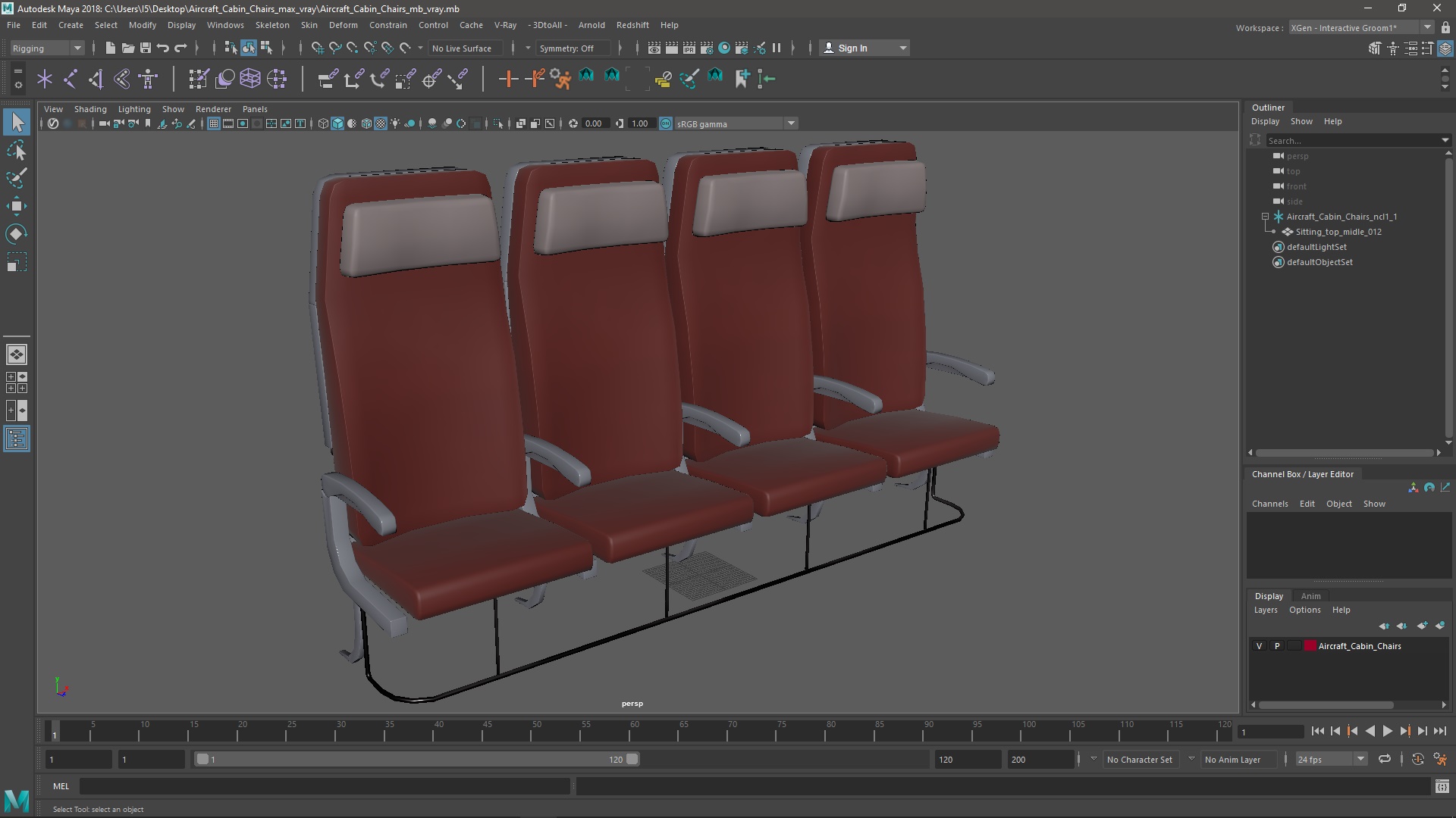 3D Aircraft Cabin Chairs