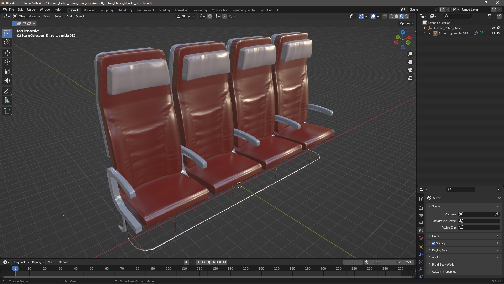 3D Aircraft Cabin Chairs