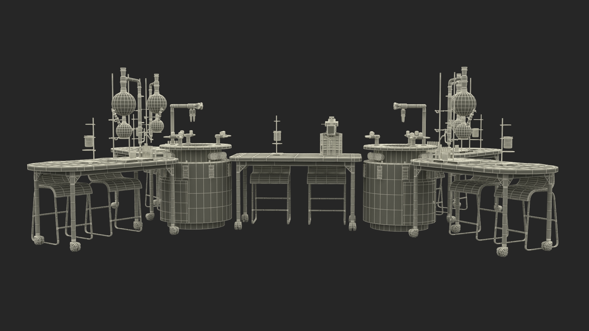 3D model Modular Furniture Set with Equipment for Chemistry Classroom