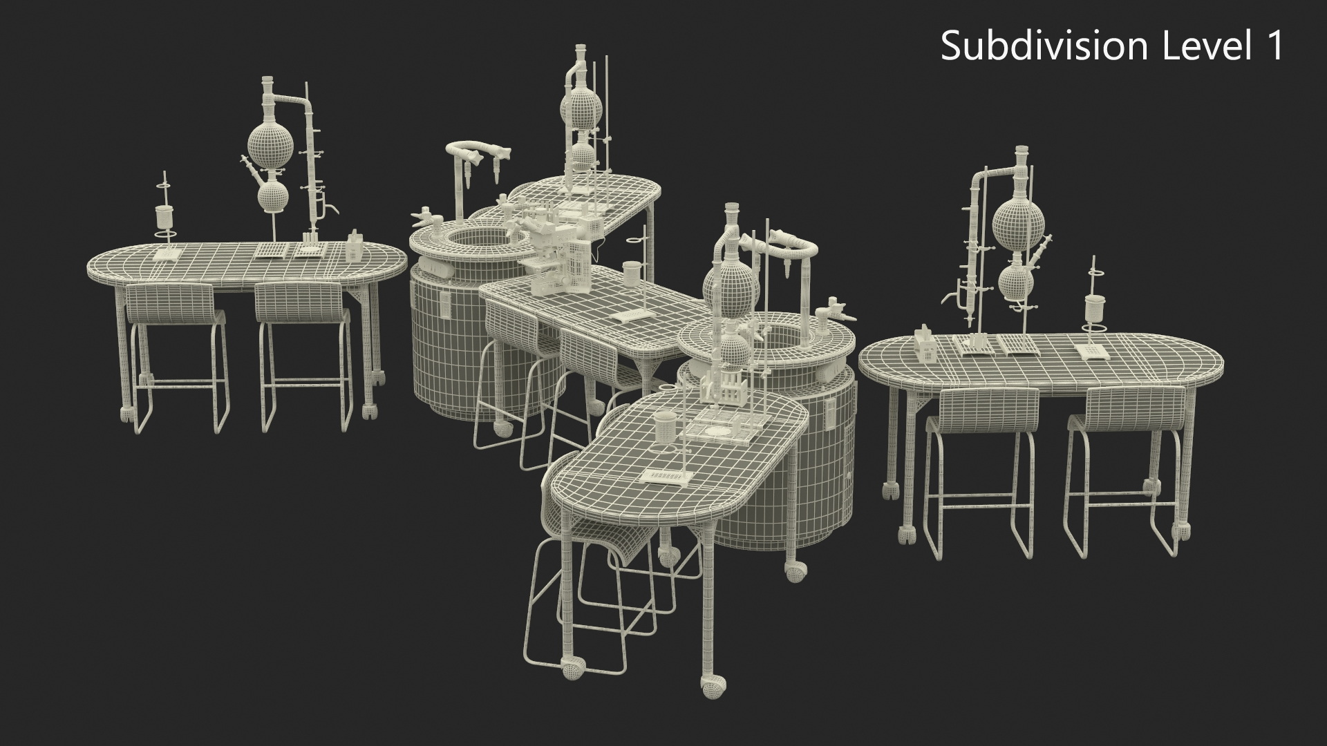3D model Modular Furniture Set with Equipment for Chemistry Classroom